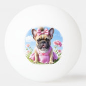 Französische Bulldogge Blumen French Bulldog 卓球ボール (正面)