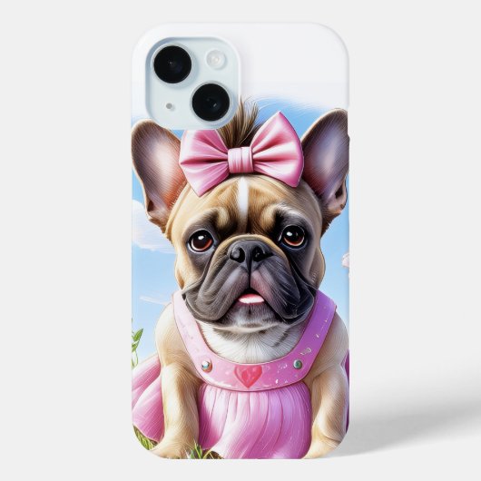Französische Bulldogge Blumen French Bulldog Case-Mate iPhoneケース (裏面)