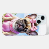 Französische Bulldogge Blumen French Bulldog Case-Mate iPhoneケース (裏面 (横))