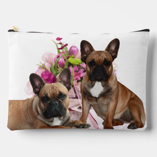Französische Bulldogge Blumen French Bulldog Feier アクセサリーポーチ (正面)