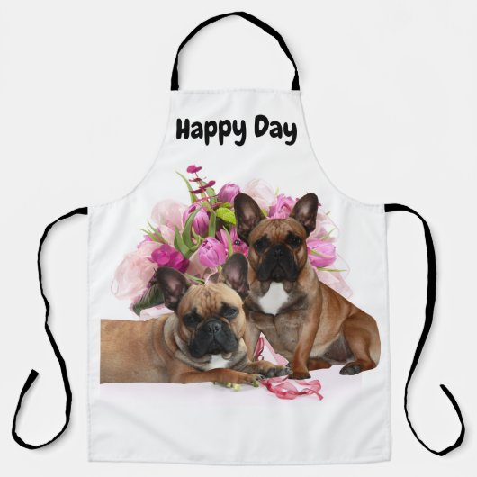 Französische Bulldogge Blumen French Bulldog Feier エプロン (正面)