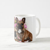 Französische Bulldogge Blumen French Bulldog Feier コーヒーマグカップ (正面右)