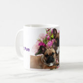 Französische Bulldogge Blumen French Bulldog Feier コーヒーマグカップ (正面左)