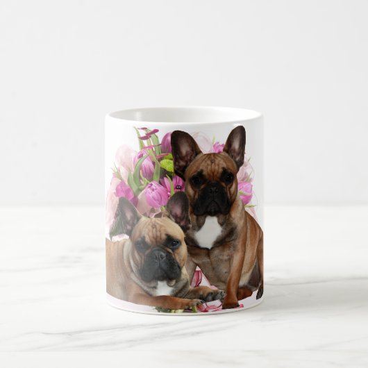 Französische Bulldogge Blumen French Bulldog Feier コーヒーマグカップ (中央)