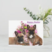 Französische Bulldogge Blumen French Bulldog Feier シーズンカード (スタンド正面)