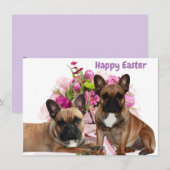 Französische Bulldogge Blumen French Bulldog Feier シーズンカード (正面/裏面)