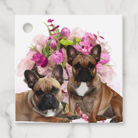 Französische Bulldogge Blumen French Bulldog Feier フェイバータグ (正面)