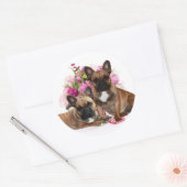Französische Bulldogge Blumen French Bulldog Feier ラウンドシール (封筒)
