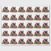 Französische Bulldogge Blumen French Bulldog Feier ラッピングペーパー (フラット)