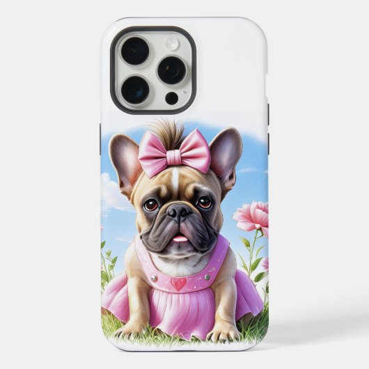 Französische Bulldogge Blumen French Bulldog iPhoneケース (裏面)