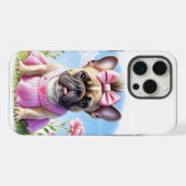 Französische Bulldogge Blumen French Bulldog iPhoneケース (裏面横)