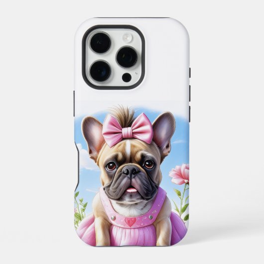 Französische Bulldogge Blumen French Bulldog iPhoneケース (裏面)
