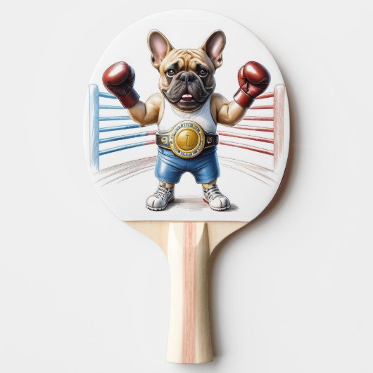 Französische Bulldogge Boxen French Bulldog  卓球ラケット (正面)