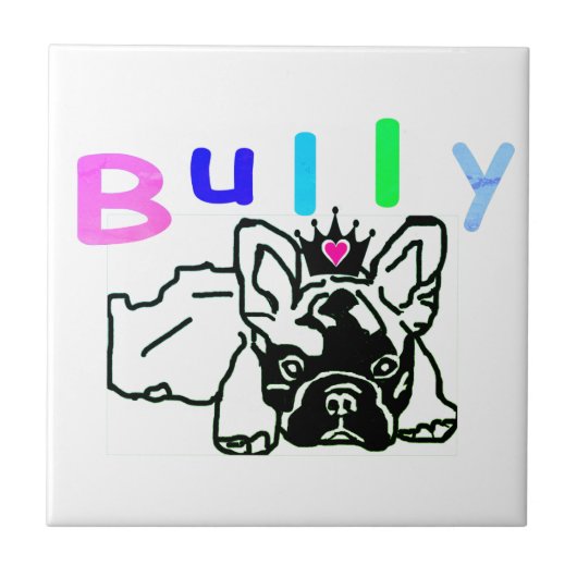 Französische Bulldogge Bully French Bulldog タイル (正面)