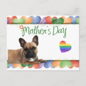 französische Bulldogge buntes Herz French Bulldog ポストカード (正面)