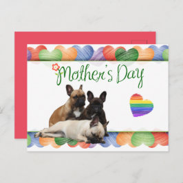 französische Bulldogge buntes Herz French Bulldog ポストカード