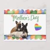französische Bulldogge buntes Herz French Bulldog ポストカード (正面)