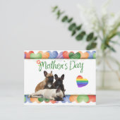 französische Bulldogge buntes Herz French Bulldog ポストカード (スタンド正面)