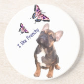Französische Bulldogge Butterflies Day コースター (正面)