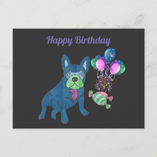 Französische Bulldogge Cartoon French Bulldog シーズンポストカード (正面)