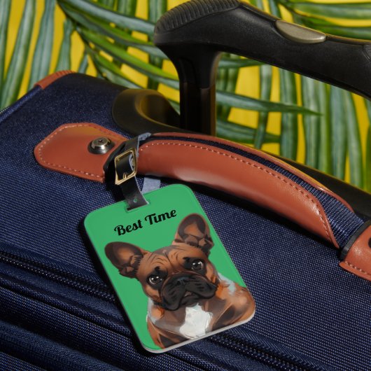 Französische Bulldogge Cartoon French Bulldog ラゲッジタグ (正面インサイチュ1)