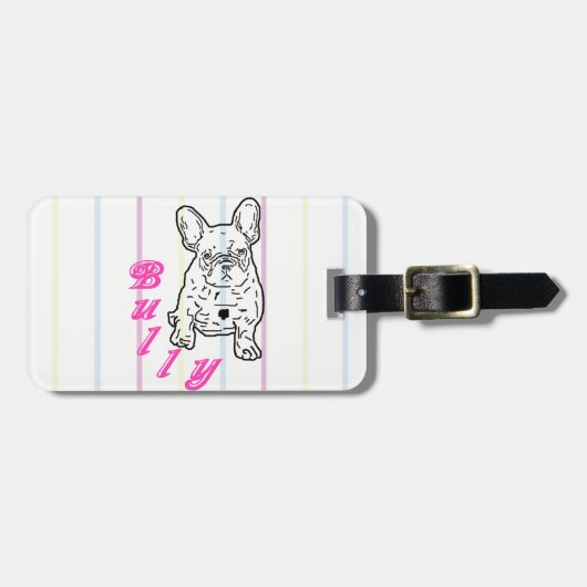 Französische Bulldogge Cartoon French Bulldog ラゲッジタグ (正面横)