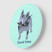 Französische Bulldogge Cartoon French Bulldog ラージ壁時計 (傾斜)