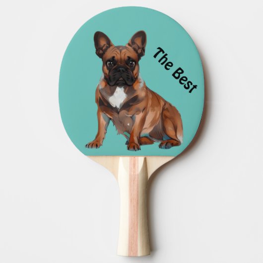Französische Bulldogge Cartoon French Bulldog 卓球ラケット (正面)