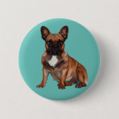 Französische Bulldogge Cartoon French Bulldog 缶バッジ (正面)