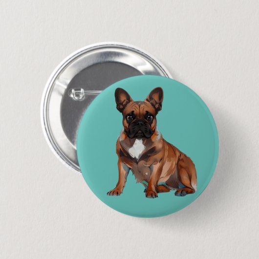 Französische Bulldogge Cartoon French Bulldog 缶バッジ (正面&裏面)