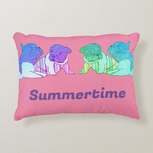 Französische Bulldogge Comic Neon French Bulldog アクセントクッション (正面)