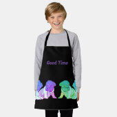 Französische Bulldogge Comic Neon French Bulldog エプロン (着用した状態)