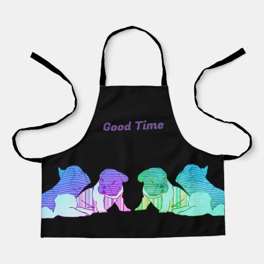 Französische Bulldogge Comic Neon French Bulldog エプロン (正面)