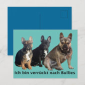 Französische Bulldogge drei Freunde French Bulldog ポストカード (正面/裏面)