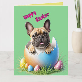 Französische Bulldogge Ei Ostern French Bulldog カード