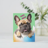 Französische Bulldogge Ei Ostern French Bulldog シーズンポストカード (スタンド正面)