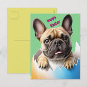 Französische Bulldogge Ei Ostern French Bulldog シーズンポストカード (正面/裏面)