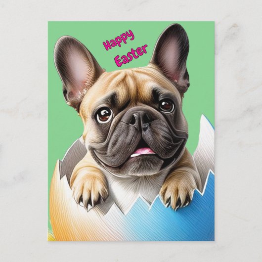 Französische Bulldogge Ei Ostern French Bulldog シーズンポストカード (正面)