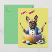 Französische Bulldogge Ei Ostern French Bulldog シーズンポストカード (正面/裏面)