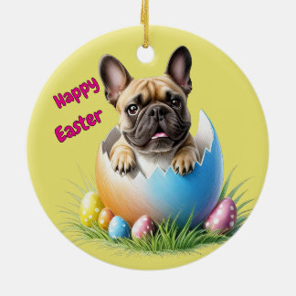 Französische Bulldogge Ei Ostern French Bulldog セラミックオーナメント