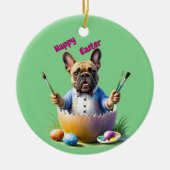 Französische Bulldogge Ei Ostern French Bulldog セラミックオーナメント (正面)