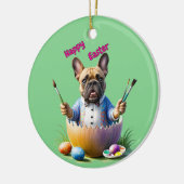 Französische Bulldogge Ei Ostern French Bulldog セラミックオーナメント (左)