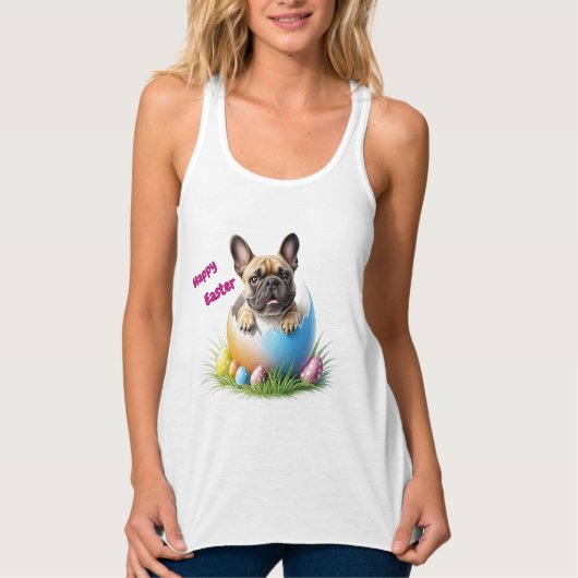 Französische Bulldogge Ei Ostern French Bulldog タンクトップ (正面)