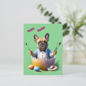 Französische Bulldogge Ei Ostern French Bulldog ポストカード (スタンド正面)