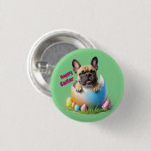 Französische Bulldogge Ei Ostern French Bulldog 缶バッジ (正面&裏面)