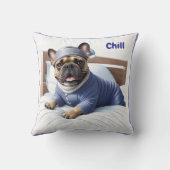 Französische Bulldogge Festival Sleep Day Bulldog クッション (裏面)