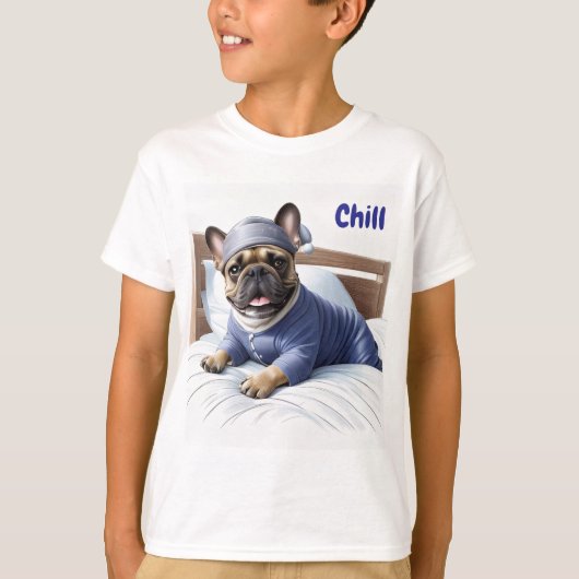 Französische Bulldogge Festival Sleep Day Bulldog Tシャツ (正面)
