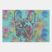 Französische Bulldogge Feuerwerk French Bulldog ラッピングペーパーシート (正面)