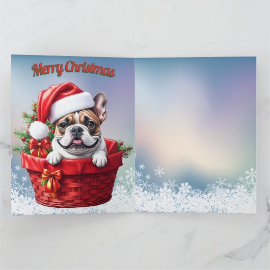 Französische Bulldogge French Bulldog im Korb カード (内部)