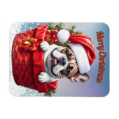 Französische Bulldogge French Bulldog im Korb マグネット (横)